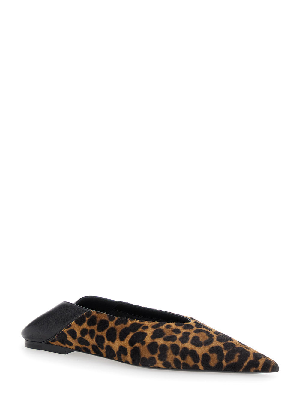 Saint Laurent Women Brown Ballerinas With Leopard Motif And Foldable Buttress In Fabric Woman by Luosophy