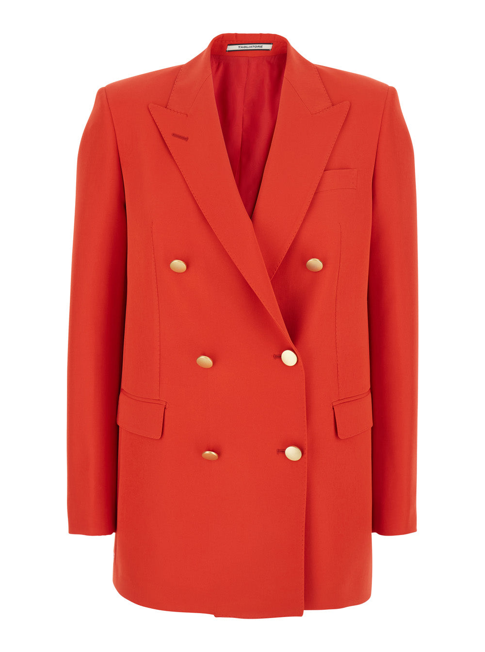 Tagliatore Women Red Double-Breasted Jacket With Classic Lapels In Tech Fabric Woman by Luosophy