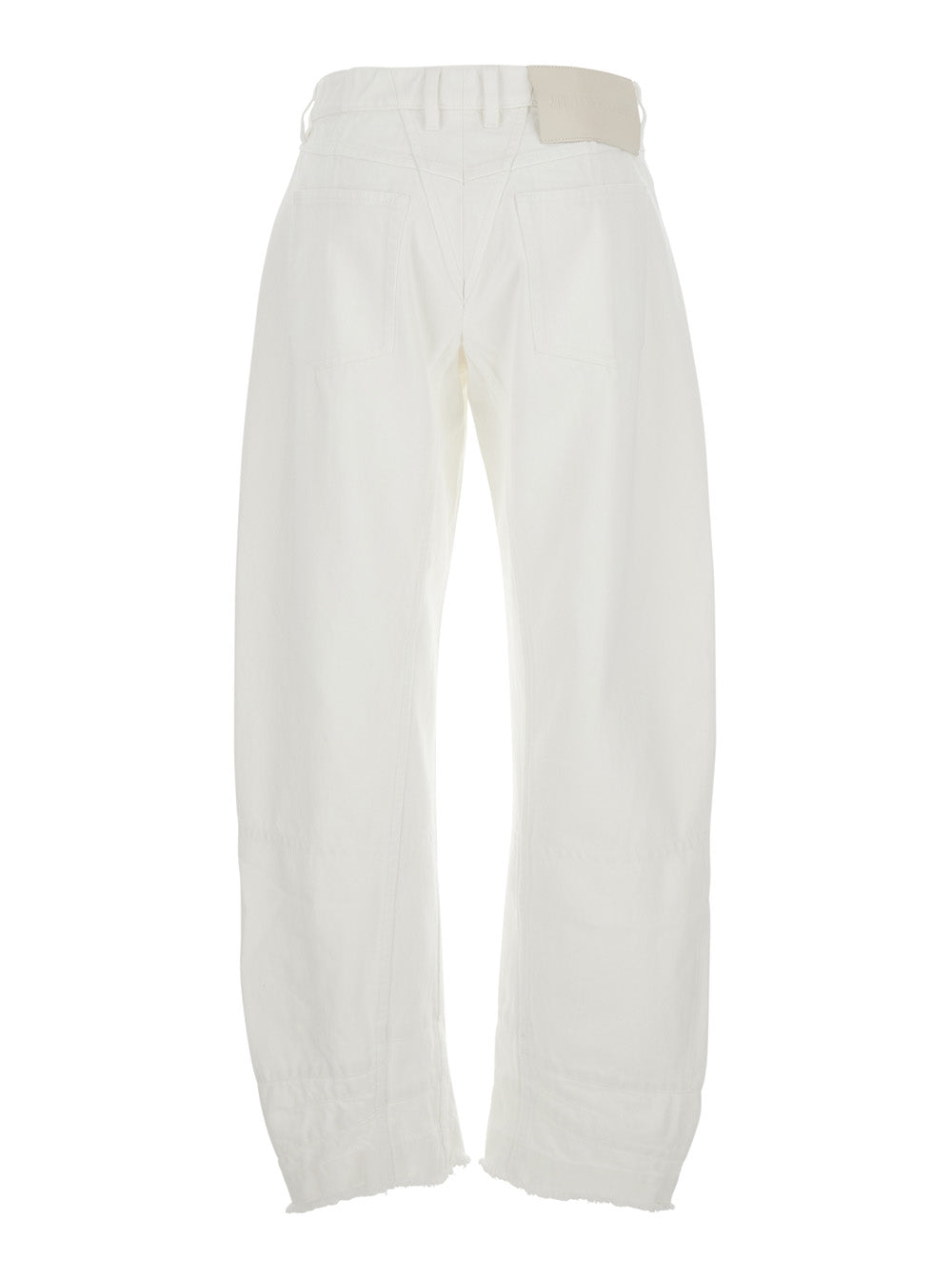 Jil Sander Women White Jeans With Logo Patch On The Rear And Fringed Hem In Denim Woman by Luosophy