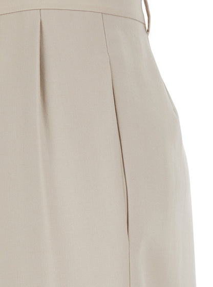 Saint Laurent Women Beige Pants With Belt Loops And Pences On The Front In Wool Woman by Luosophy