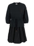 Moncler Women Black Dress With Elastic Waist And Logo Patch On The Sleeve In Tech Fabric Woman by Luosophy