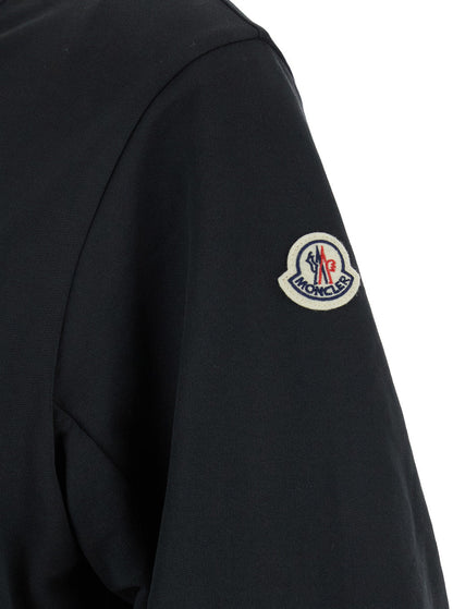 Moncler Women Black Dress With Elastic Waist And Logo Patch On The Sleeve In Tech Fabric Woman by Luosophy