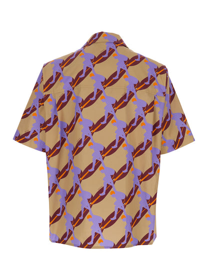Gucci Men Multicolor Bowling Shirt With Cuban Collar And All-Over Print In Cotton Man by Luosophy