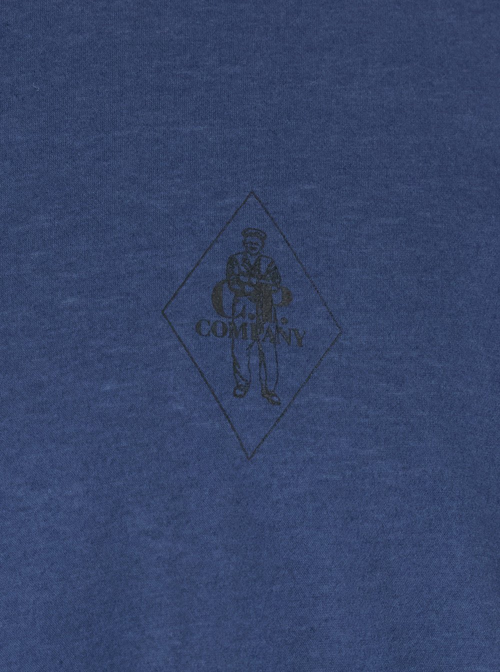 C.P. Company Men Blue Crewneck T-Shirt With Logo Embroidery On The Front In Cotton Man by Luosophy