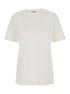 Jil Sander Women White Crewneck T-Shirt With Logo Patch Applied On The Back In Cotton Woman by Luosophy