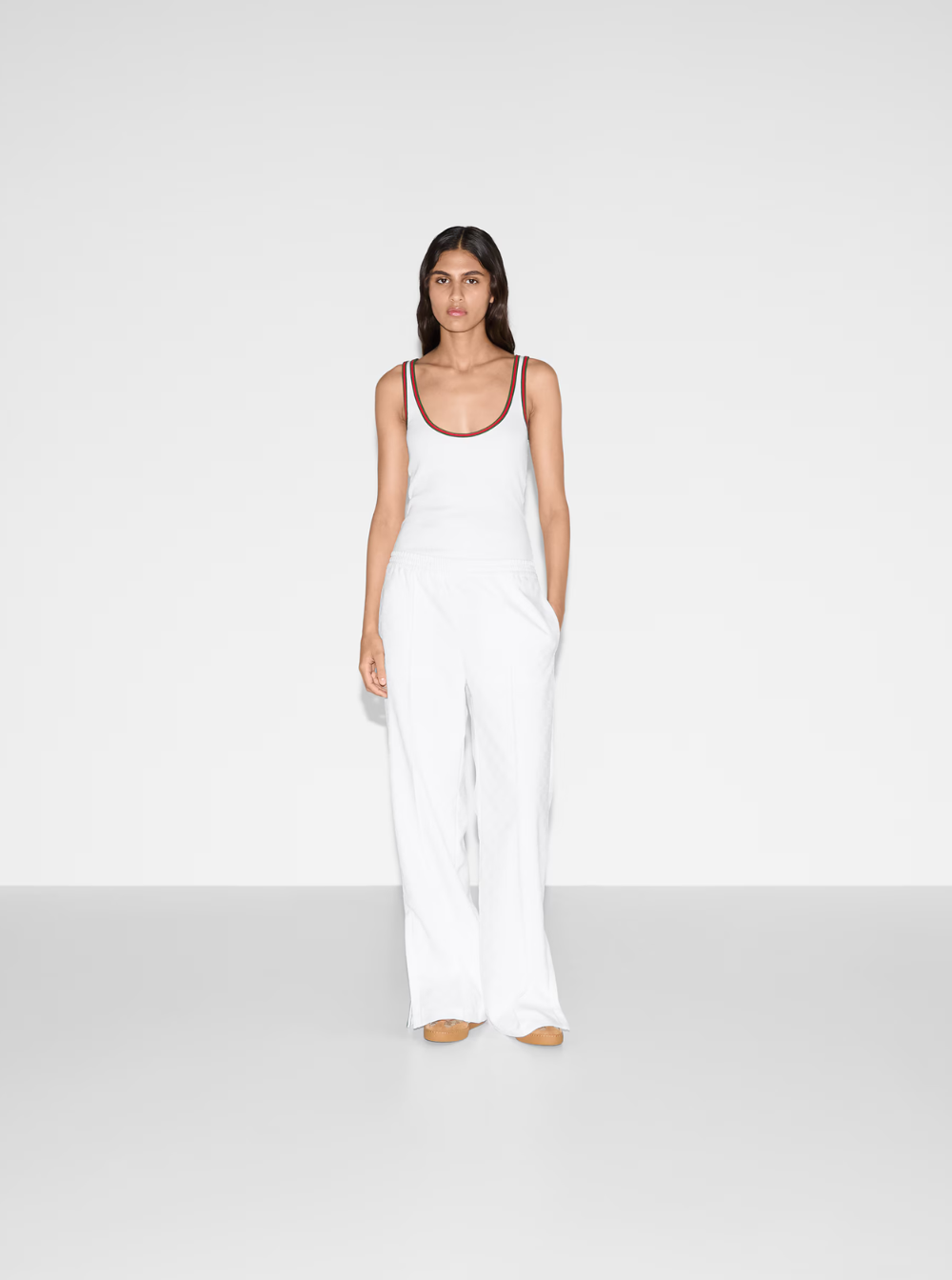 Gucci Women White Pants With Elastic Drawstring Waist In Tech Fabric Woman by Luosophy