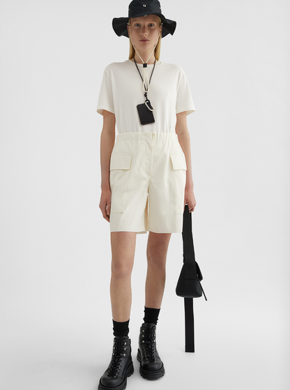 Jil Sander Women White Crewneck T-Shirt With Logo Patch Applied On The Back In Cotton Woman by Luosophy