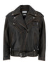 Alexander Mcqueen Women Antiqued Brown Biker Jacket With Wide Classic Lapels And Decentralized Zip Closure In Leather Woman by Luosophy
