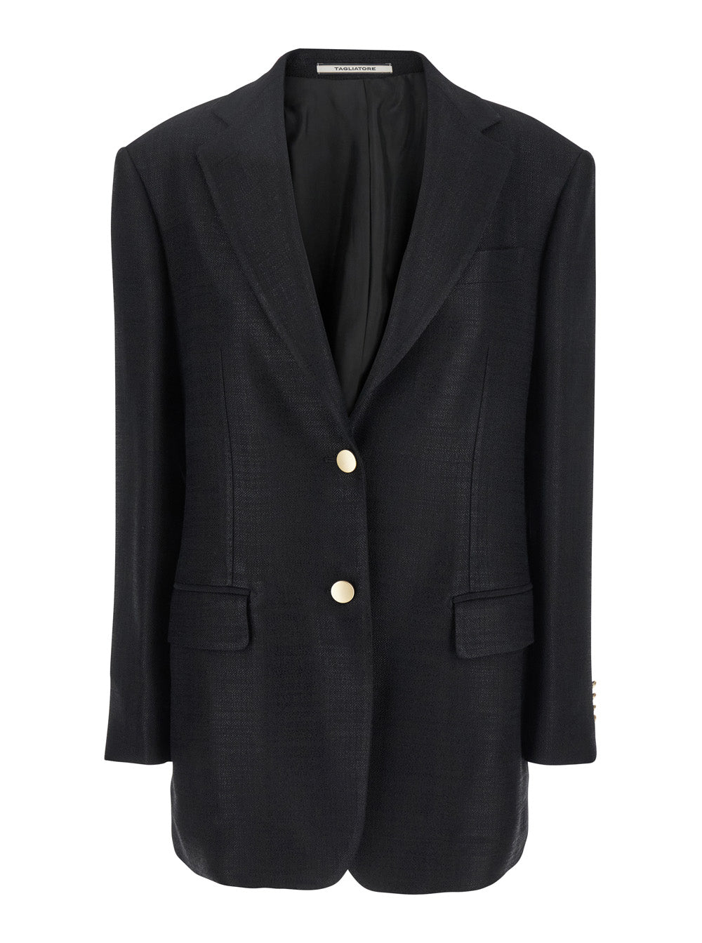 Tagliatore Women Black Jacket With Pointed Lapels And Front Pockets In Viscose Blend Woman by Luosophy