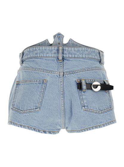 Coperni Women Blue Shorts With Crown-Shaped Design In Cotton Woman by Luosophy