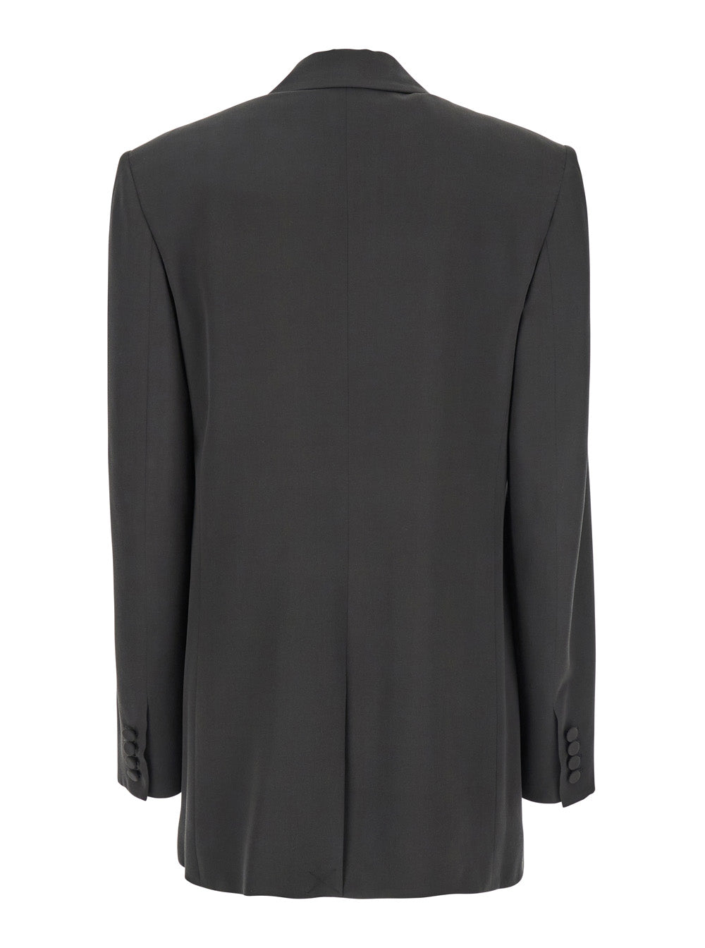 Saint Laurent Women Grey Single-Breasted Jacket With Peak Revers In Silk Woman by Luosophy
