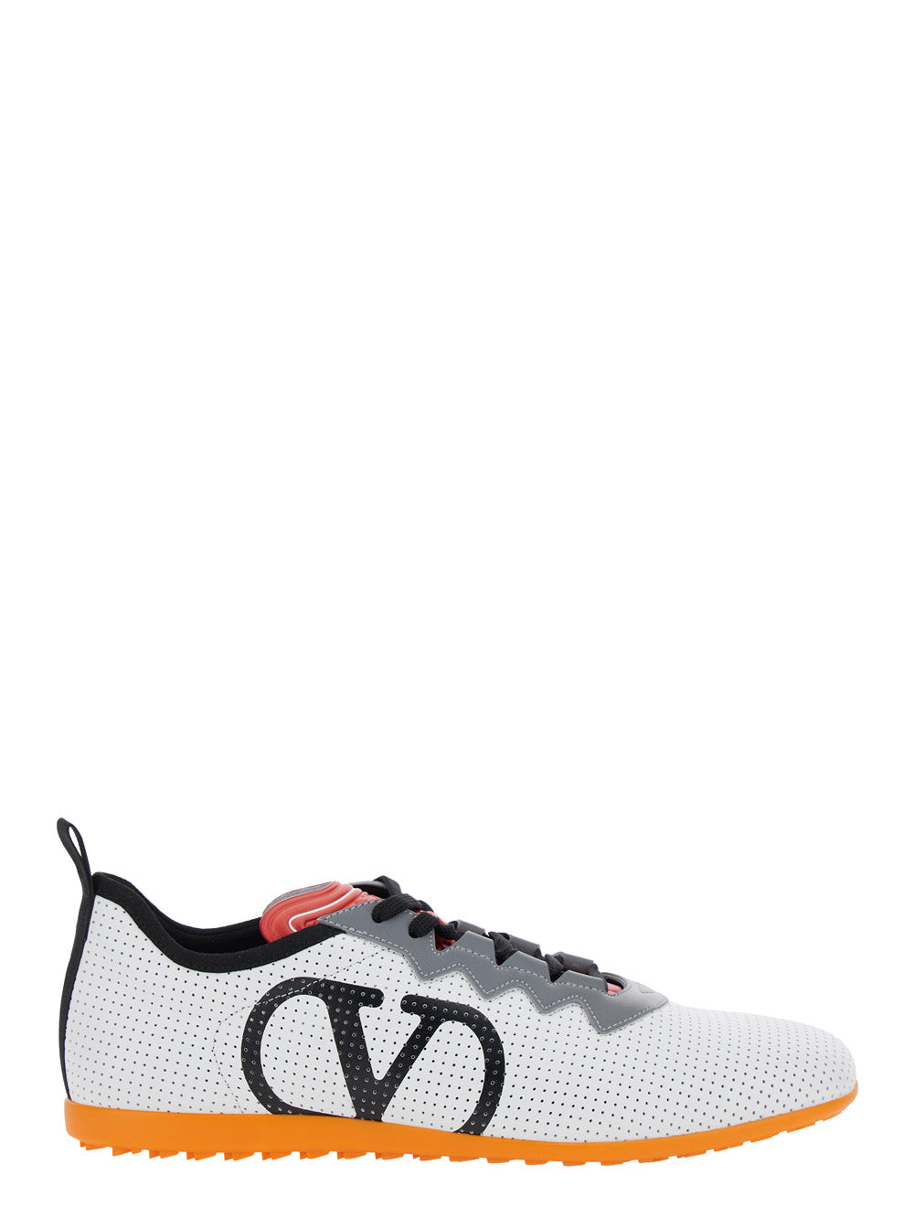 Valentino Garavani Men White Sneakers With Asymmetric Toe And Vlogo Detail On The Side In Tech Fabric Man by Luosophy