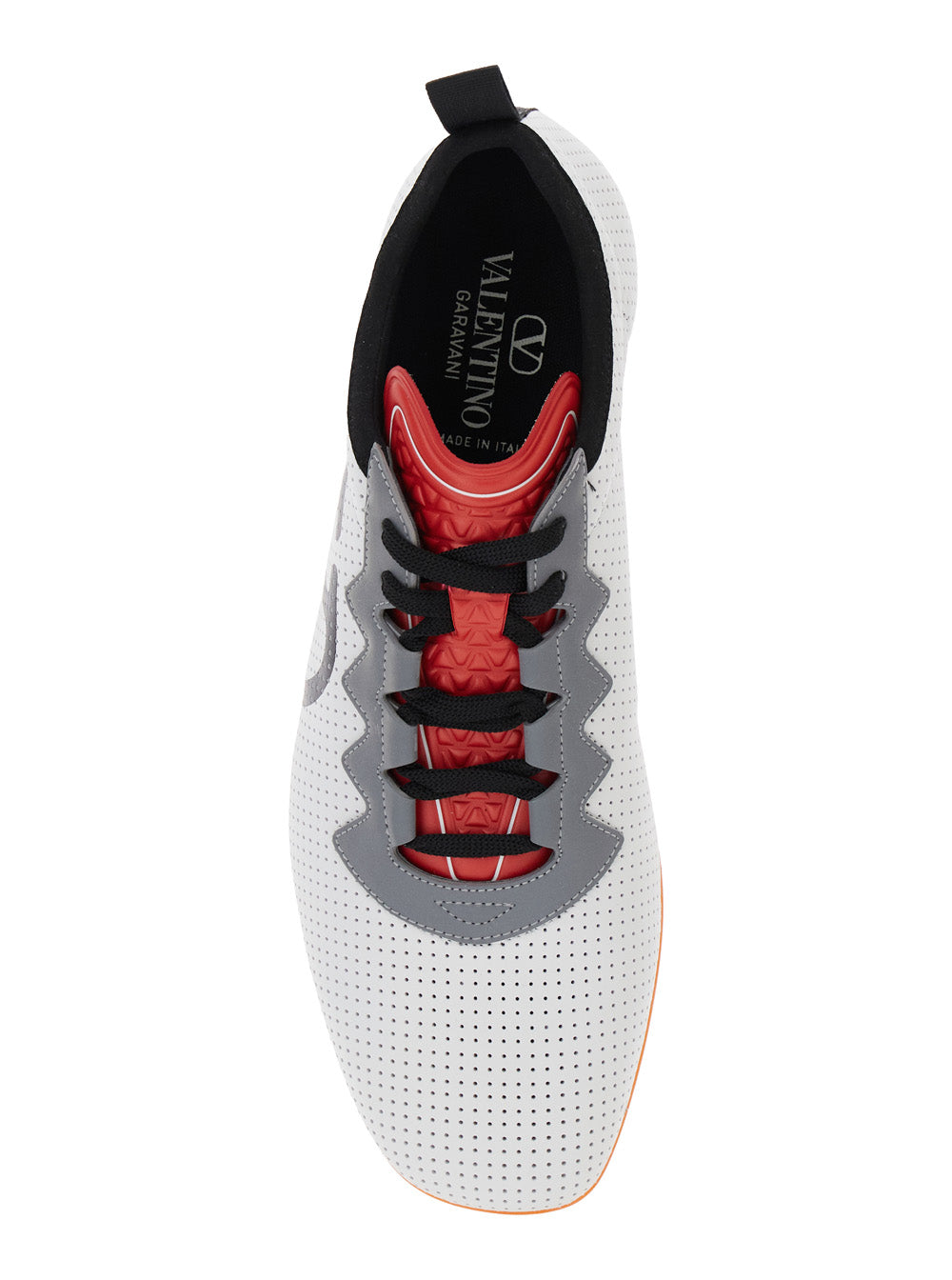 Valentino Garavani Men White Sneakers With Asymmetric Toe And Vlogo Detail On The Side In Tech Fabric Man by Luosophy