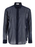 Saint Laurent Men Blue Shirt With Classic Collar And Contrasting Details In Cotton And Silk Man 