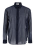 Saint Laurent Men Blue Shirt With Classic Collar And Contrasting Details In Cotton And Silk Man by Luosophy