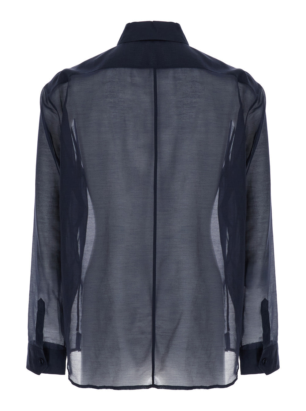 Saint Laurent Men Blue Shirt With Classic Collar And Contrasting Details In Cotton And Silk Man by Luosophy