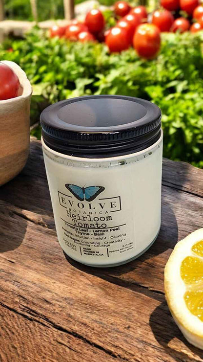 Classic 9oz Jam Jar Crystal Soy Candle - Heirloom Tomato (Prehnite &amp; Red Jasper)