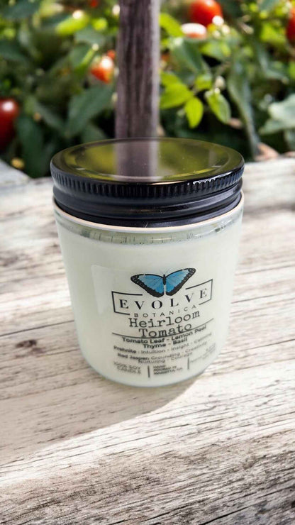 Classic 9oz Jam Jar Crystal Soy Candle - Heirloom Tomato (Prehnite &amp; Red Jasper)