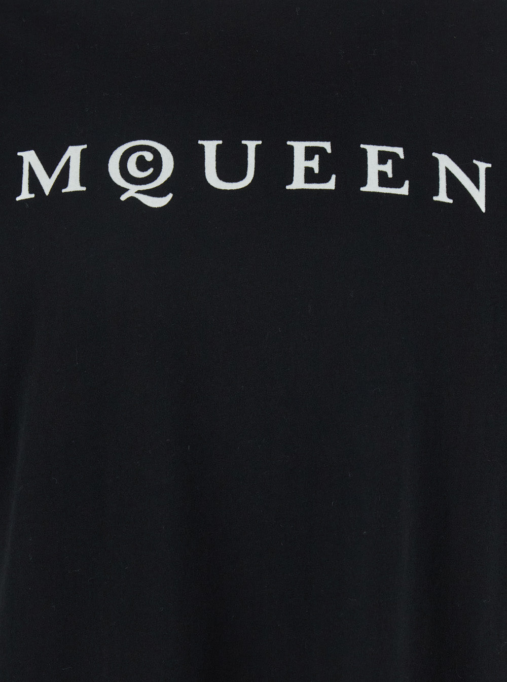 Alexander Mcqueen Men Black Crewneck T-Shirt With Logo Print On The Front In Cotton Man by Luosophy