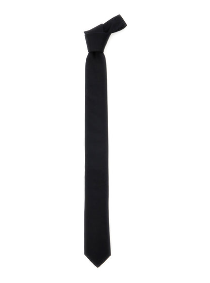 Dolce &amp; Gabbana Men Black Tie With Single Loop On The Rear In Silk Man by Luosophy