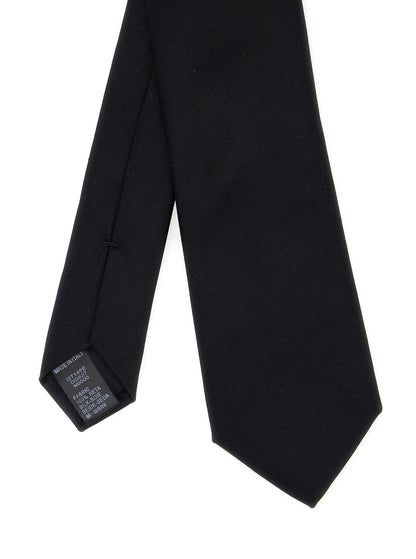 Dolce &amp; Gabbana Men Black Tie With Single Loop On The Rear In Silk Man by Luosophy