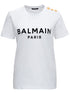 Balmain Women White Crewneck T-Shirt With Logo Print And Golden Buttons In Jersey Woman by Luosophy