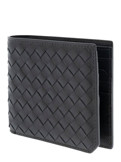 Bottega Veneta Men Green Bi-Fold Wallet With Intrecciato Motif And Embossed Logo Lettering On The Inside In Leather Man by Luosophy