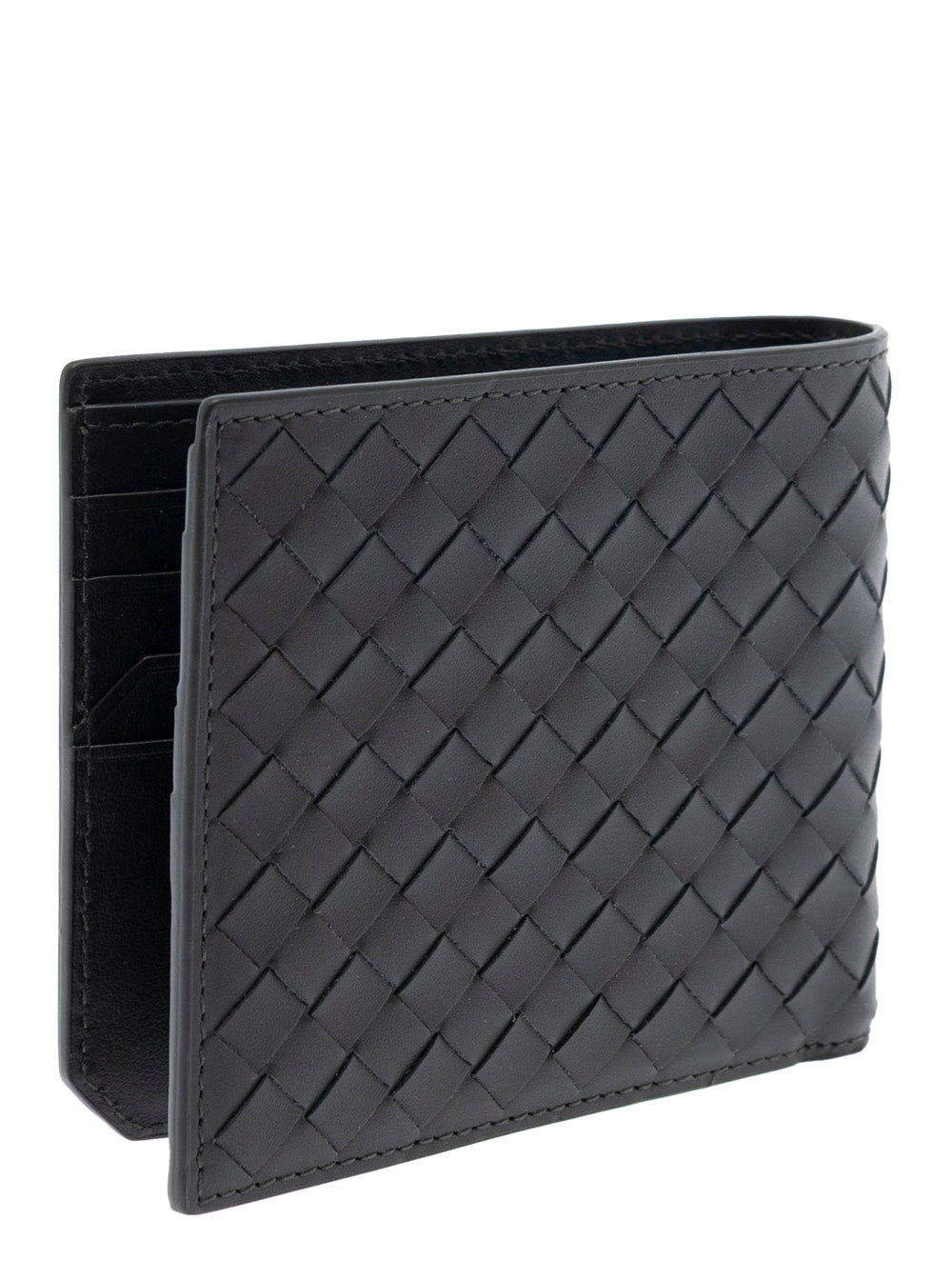 Bottega Veneta Men Green Bi-Fold Wallet With Intrecciato Motif And Embossed Logo Lettering On The Inside In Leather Man by Luosophy