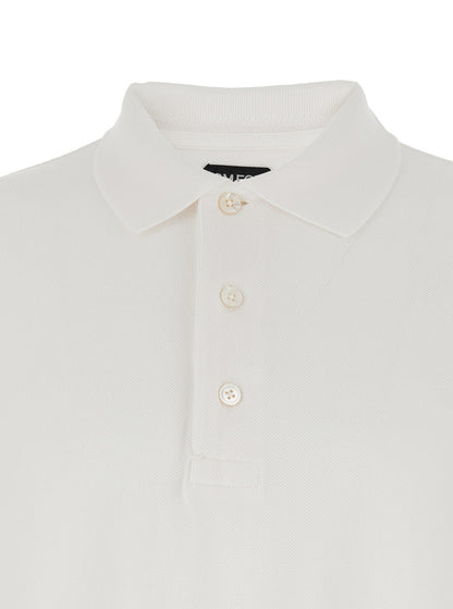 Tom Ford Men White Polo Shirt With Classic Collar In Cotton Blend Man by Luosophy