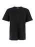Jil Sander Men Black Crewneck T-Shirt With Logo Patch On The Rear In Cotton Man by Luosophy