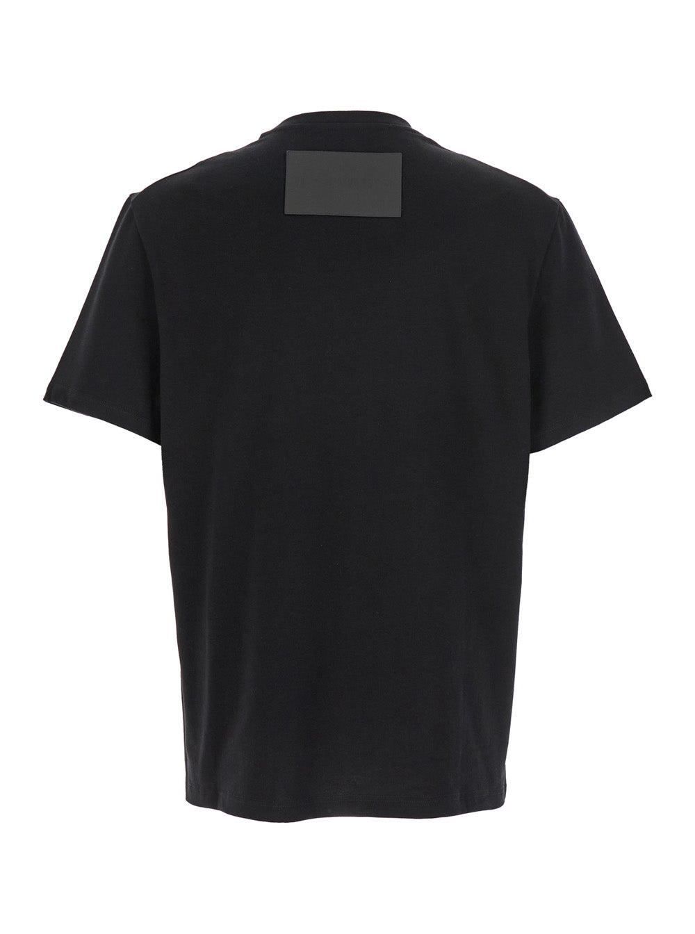 Jil Sander Men Black Crewneck T-Shirt With Logo Patch On The Rear In Cotton Man by Luosophy