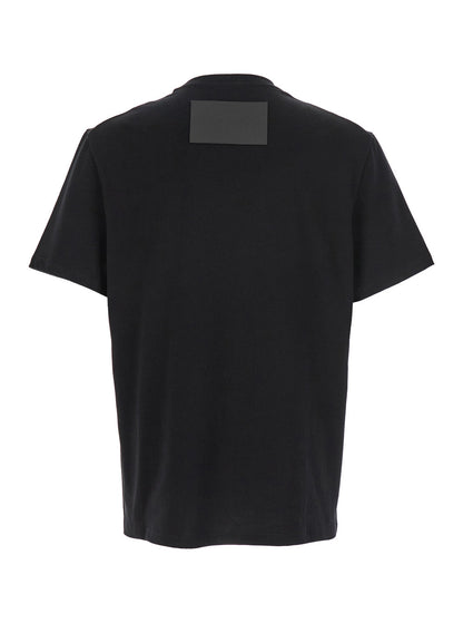 Jil Sander Men Black Crewneck T-Shirt With Logo Patch On The Rear In Cotton Man by Luosophy