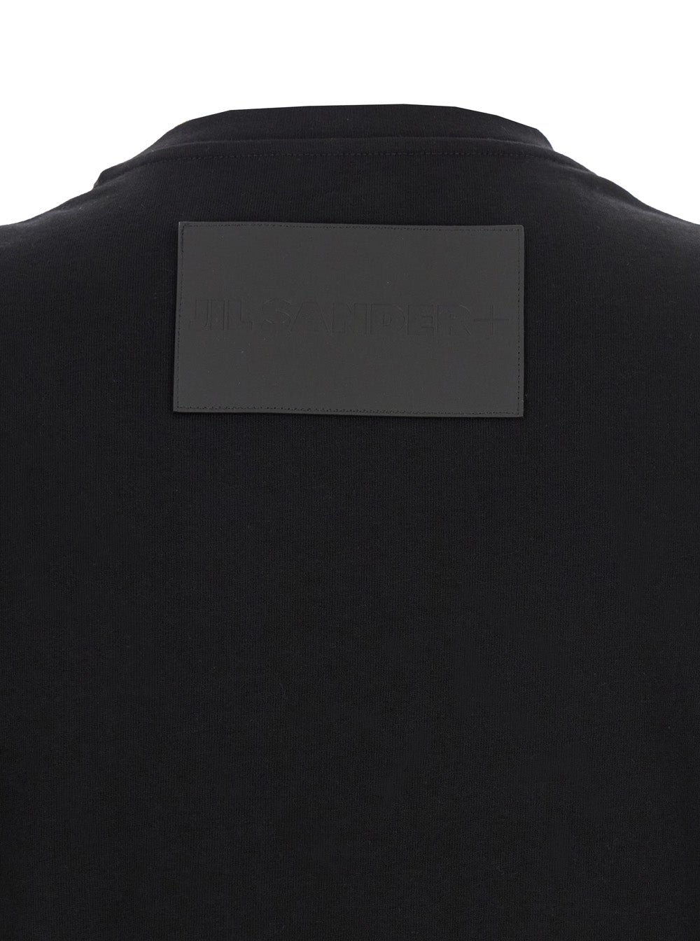 Jil Sander Men Black Crewneck T-Shirt With Logo Patch On The Rear In Cotton Man by Luosophy