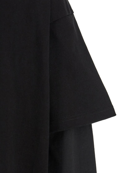 Jil Sander Men Black Crewneck T-Shirt With Logo Lettering On The Rear And Layered Design In Cotton Man by Luosophy