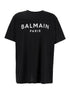 Balmain Men Black Crewneck T-Shirt With Logo Lettering On The Front In Cotton Man by Luosophy