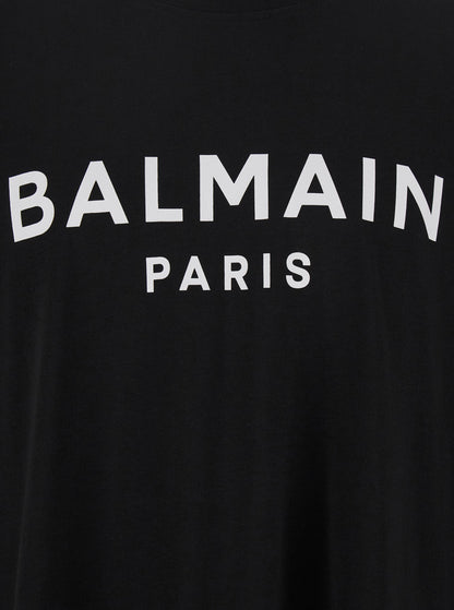 Balmain Men Black Crewneck T-Shirt With Logo Lettering On The Front In Cotton Man by Luosophy