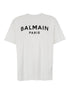 Balmain Men White Crewneck T-Shirt With Logo Lettering On The Front In Cotton Man by Luosophy