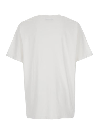 Balmain Men White Crewneck T-Shirt With Logo Lettering On The Front In Cotton Man by Luosophy