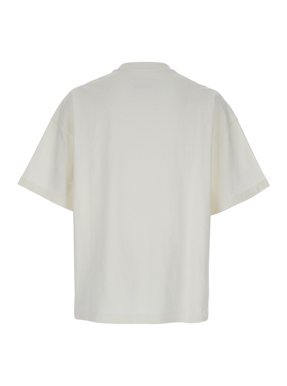Jil Sander Men White Crewneck T-Shirt With Front Logo Print In Cotton Man by Luosophy