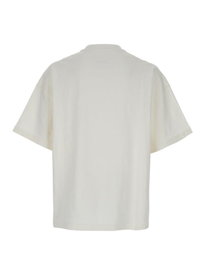 Jil Sander Men White Crewneck T-Shirt With Front Logo Print In Cotton Man by Luosophy