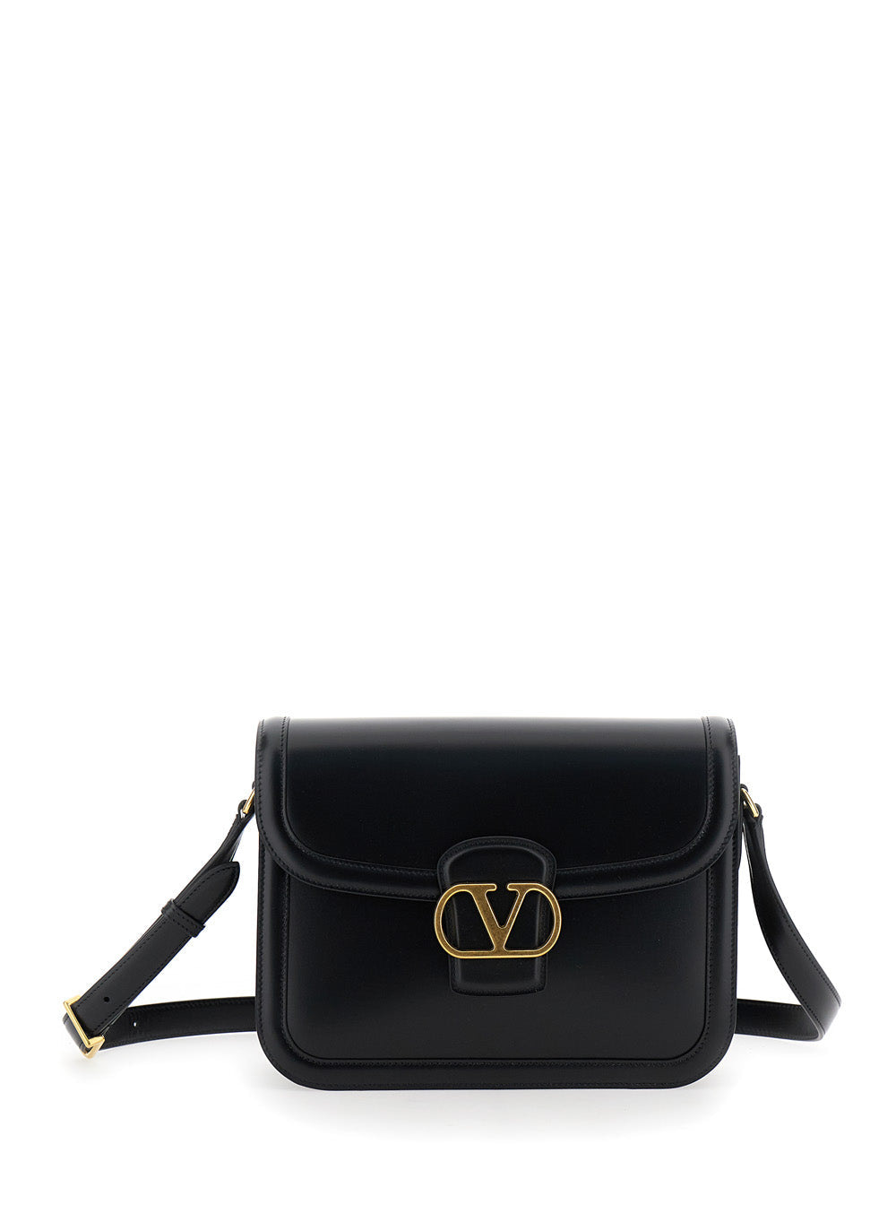 Valentino Garavani Men Black Shoulder Bag With Vlogo Detail On The Front In Leather Man by Luosophy