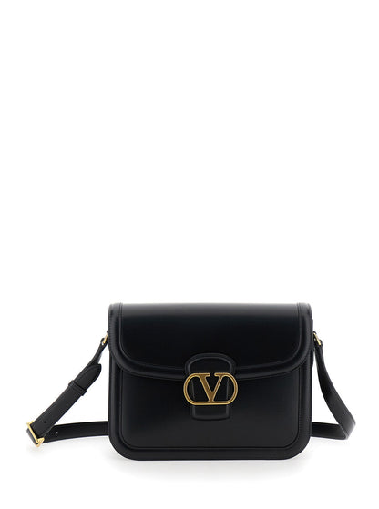 Valentino Garavani Men Black Shoulder Bag With Vlogo Detail On The Front In Leather Man by Luosophy
