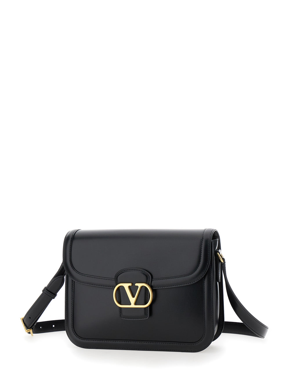 Valentino Garavani Men Black Shoulder Bag With Vlogo Detail On The Front In Leather Man by Luosophy