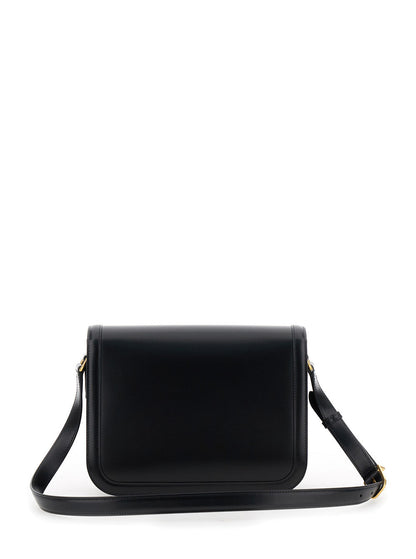 Valentino Garavani Men Black Shoulder Bag With Vlogo Detail On The Front In Leather Man by Luosophy