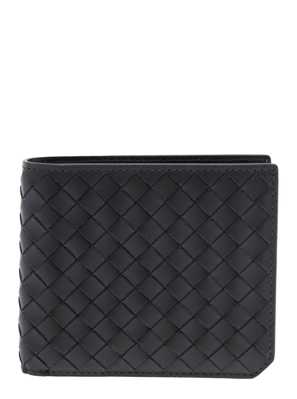 Bottega Veneta Men Green Bi-Fold Wallet With Intrecciato Motif And Embossed Logo Lettering On The Inside In Leather Man by Luosophy