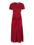 Victoria Beckham Women Red Crewneck Midi Dress With Gathered Waist And Rear Zip Closure In Viscose Blend Woman by Luosophy