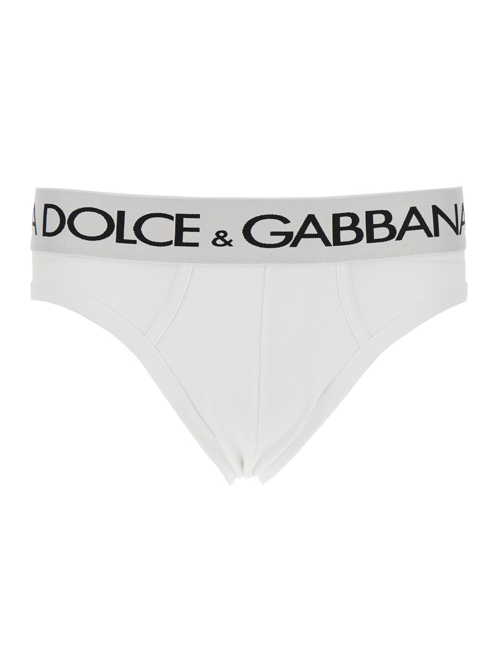 Dolce &amp; Gabbana Men White Briefs With Elastic Waist And Logo Lettering In Cotton Man by Luosophy