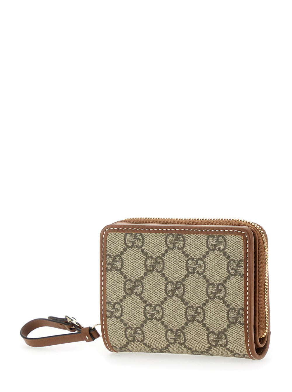 Gucci Women Beige Wallet With Snap Button And Zip Closure In Gg Canvas Woman by Luosophy