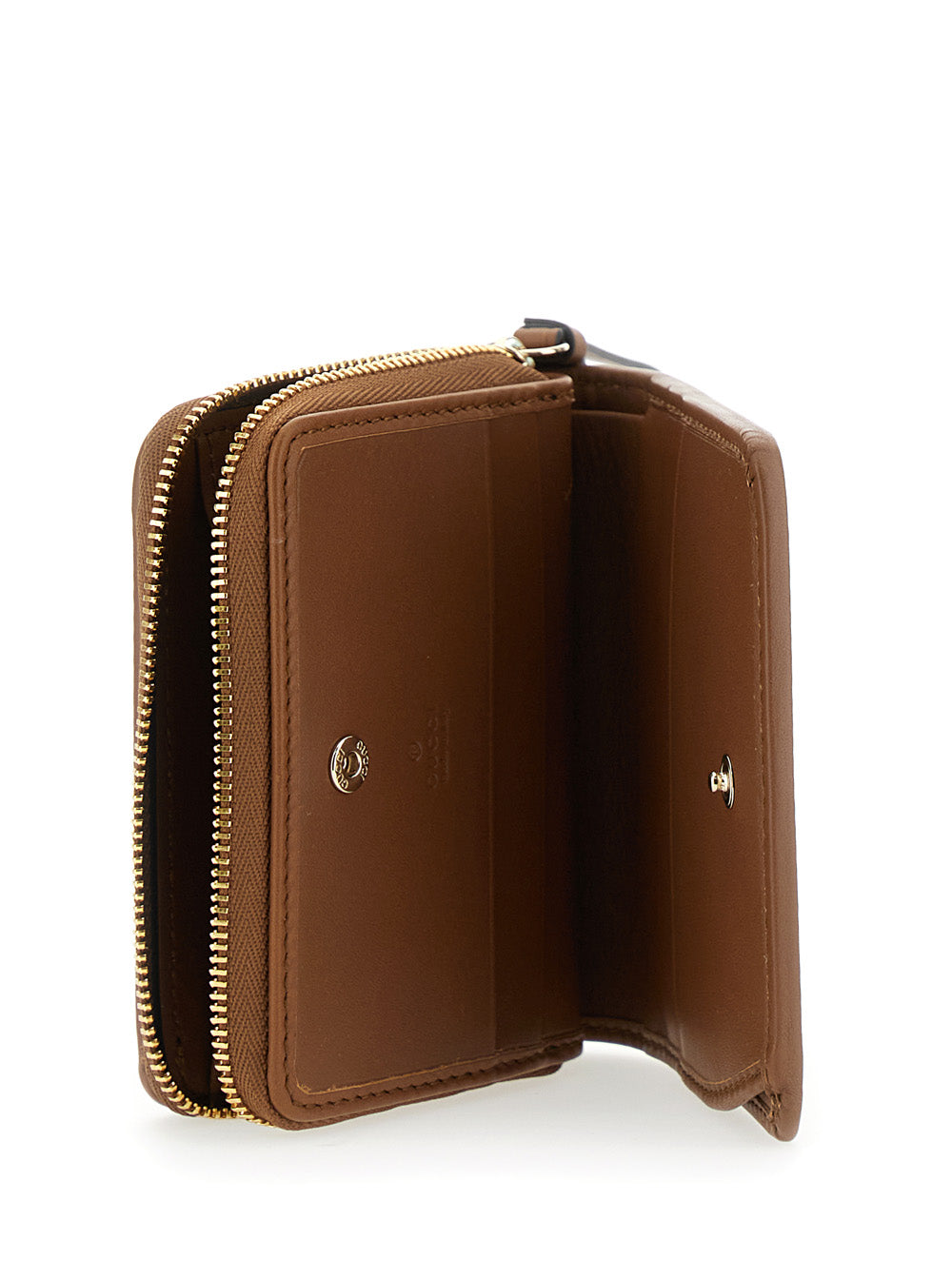 Gucci Women Beige Wallet With Snap Button And Zip Closure In Gg Canvas Woman by Luosophy