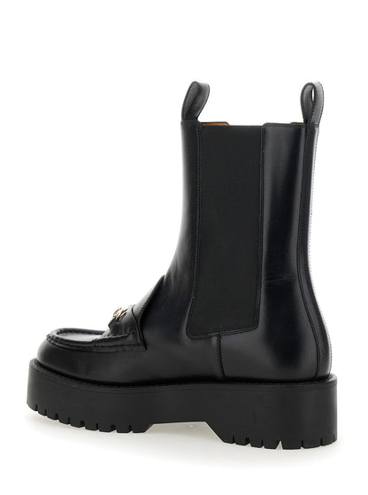 Gucci Women Black Ankle Boots With Horsebit And Lug Sole In Leather Woman by Luosophy